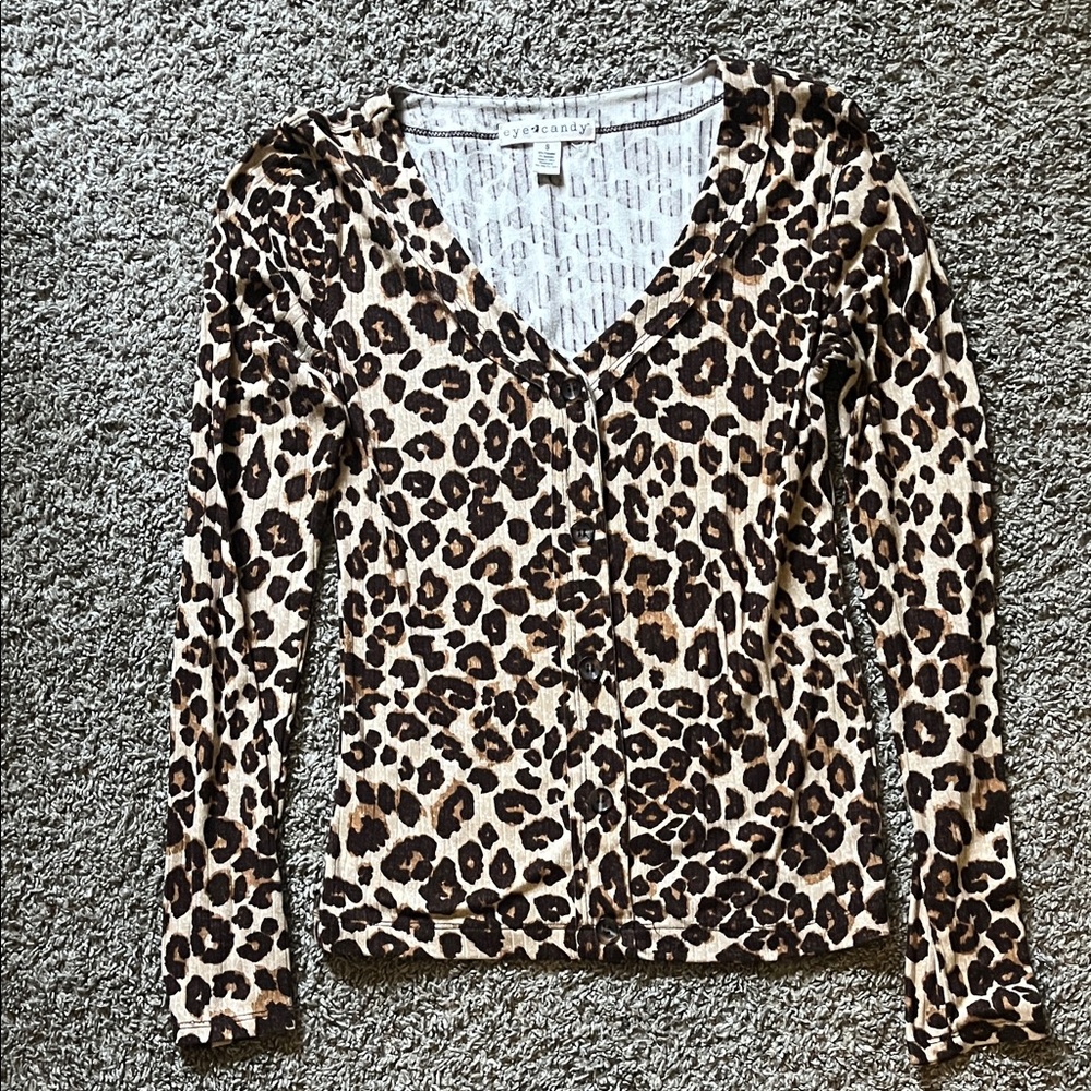 Eye Candy Leopard Print Button Down Shirt